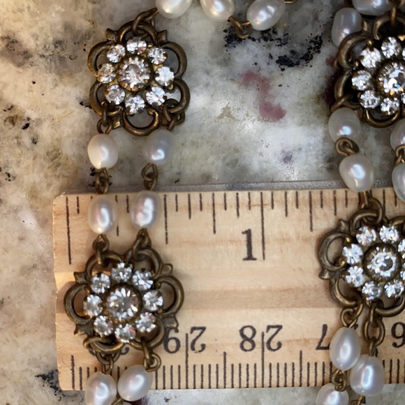 VTG Liz Palacios Genuine Pearl & Clear Austrian Crystal Necklace - Picture 3 of 6